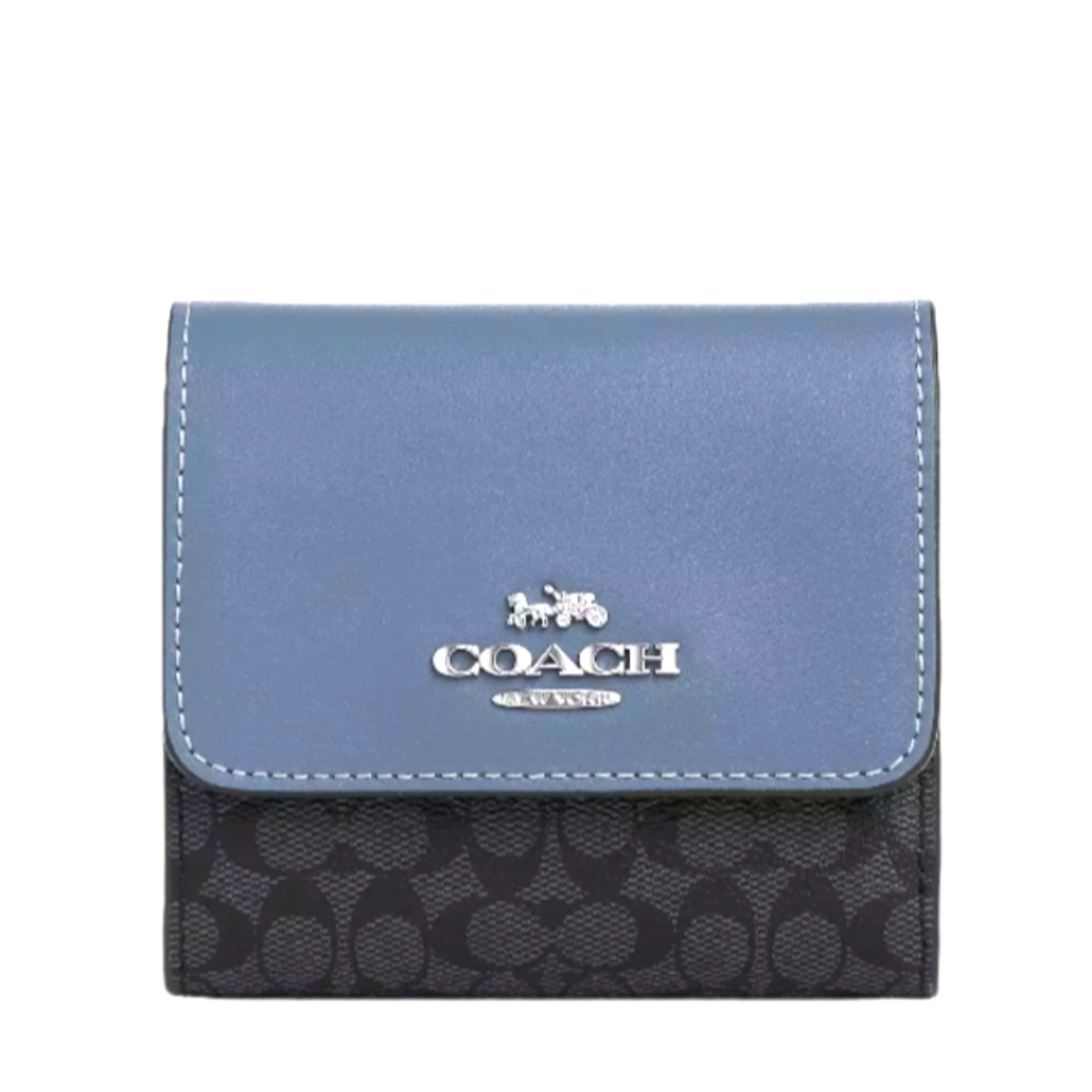 Small Trifold Coach Wallet In Colorblock Micro Signature Canvas
